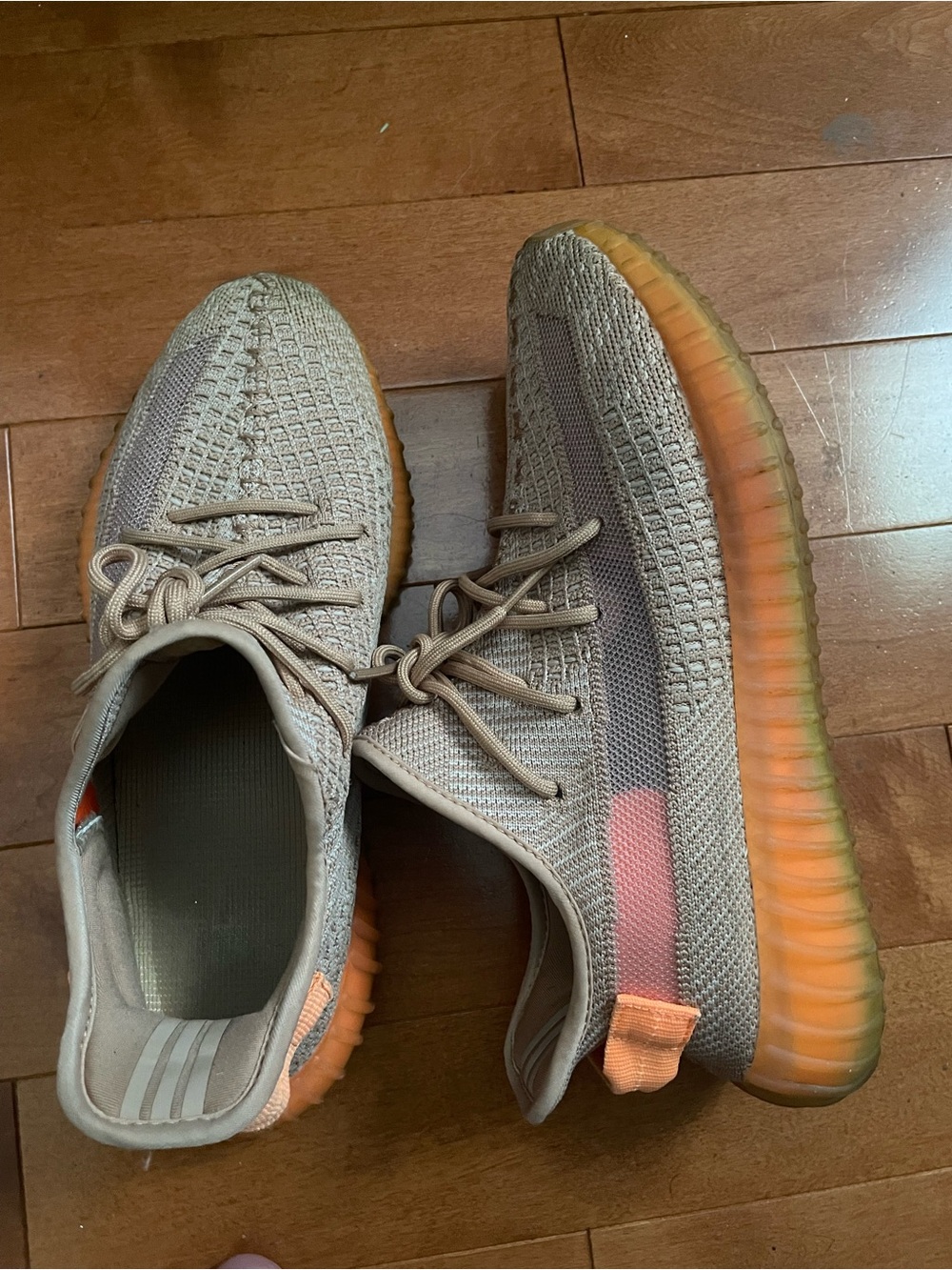 Men's Yeezy Athletic Sneakers in Clay with Orange Accent